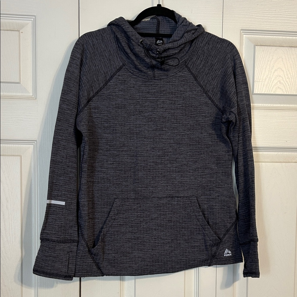 RBX Women's Size Medium Charcoal Pullover Hoodie Sweatshirt Waffle Texture